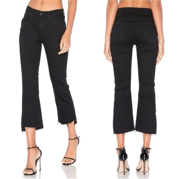 MOTHER- Mid Rise Insider Crop Step Fray Black Not Guilty Ankle Jeans Size 24 - Picture 1 of 12
